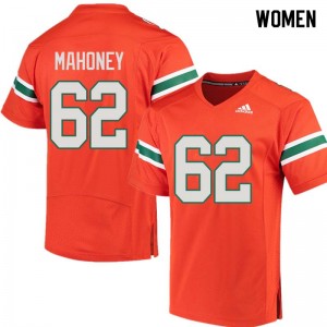 Women Hayden Mahoney Orange University of Miami College Football #62 Jersey 796683-657