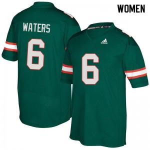 Women Herb Waters Green Miami Hurricanes College Football #6 Jersey 197503-594