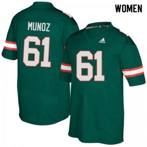 Women Jacob Munoz Green Miami College Football #61 Jersey 555893-768