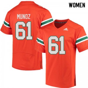 Women Jacob Munoz Orange Miami College Football #61 Jersey 617121-277