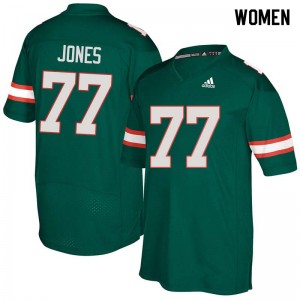 Women Jahair Jones Green Miami College Football #77 Jersey 299301-277