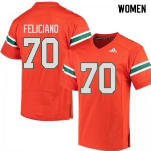 Women Jon Feliciano Orange Miami College Football #70 Jersey 788415-311