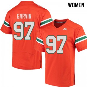 Women Jonathan Garvin Orange Hurricanes College Football #97 Jersey 153277-970