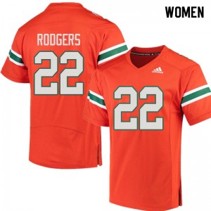Women Kacy Rodgers Orange Miami College Football #22 Jersey 653978-920
