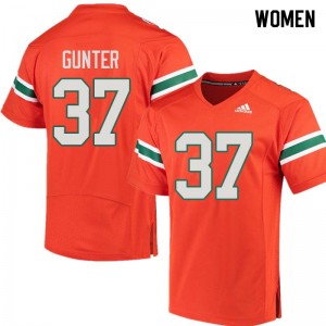 Women LaDarius Gunter Orange Hurricanes College Football #37 Jersey 218719-104
