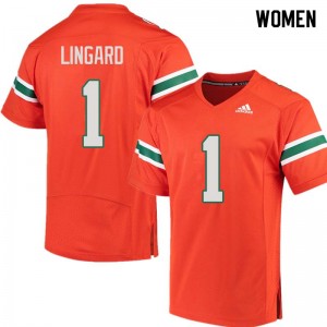 Women Lorenzo Lingard Orange Miami College Football #1 Jersey 877495-446