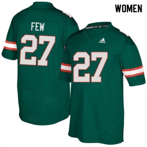Women Marshall Few Green Miami College Football #27 Jersey 125049-125