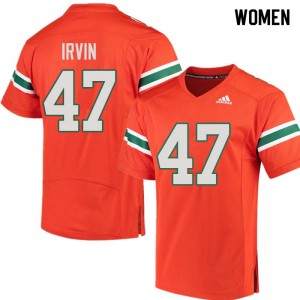 Women Michael Irvin Orange Miami College Football #47 Jersey 907256-345