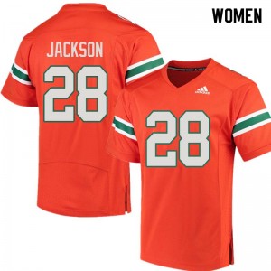 Women Michael Jackson Orange University of Miami College Football #28 Jersey 662596-395