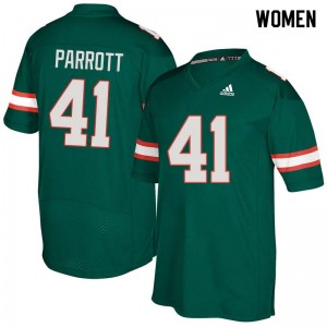 Women Michael Parrott Green Hurricanes College Football #41 Jersey 765312-656