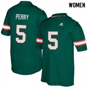 Women NKosi Perry Green Miami Hurricanes College Football #5 Jersey 944795-778