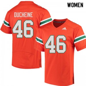Women Nicholas Ducheine Orange Miami Hurricanes College Football #46 Jersey 542581-768