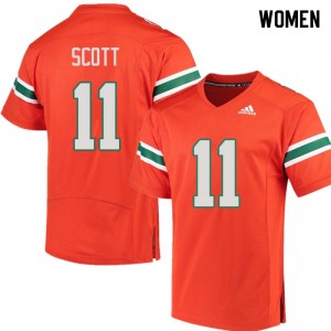 Women Rashawn Scott Orange Miami Hurricanes College Football #11 Jersey 722846-593