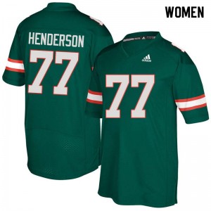 Women Seantrel Henderson Green Miami College Football #77 Jersey 173154-778