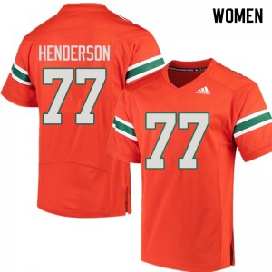 Women Seantrel Henderson Orange University of Miami College Football #77 Jersey 856066-846