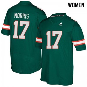 Women Stephen Morris Green Miami College Football #17 Jersey 458393-690