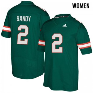 Women Trajan Bandy Green University of Miami College Football #2 Jersey 294880-574