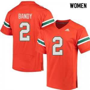 Women Trajan Bandy Orange Miami College Football #2 Jersey 813306-357