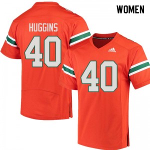 Women Will Huggins Orange Miami Hurricanes College Football #40 Jersey 469462-145