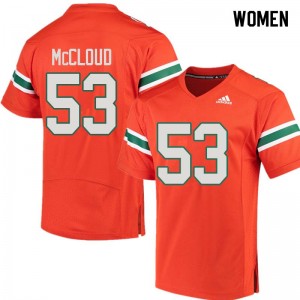 Women Zach McCloud Orange Miami Hurricanes College Football #53 Jersey 381287-380