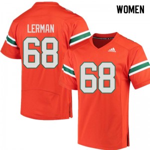 Women Zachary Lerman Orange University of Miami College Football #68 Jersey 789272-290