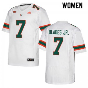Women Al Blades Jr. White Miami College Football #7 Jersey 349048-379