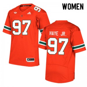 Women Allan Haye Jr. Orange Miami Hurricanes College Football #97 Jersey 903899-651