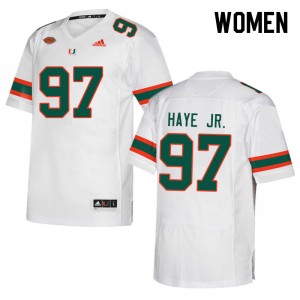 Women Allan Haye Jr. White Miami College Football #97 Jersey 342477-350