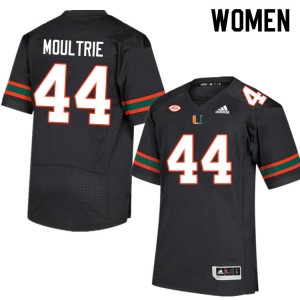 Women Antonio Moultrie Black Miami Hurricanes College Football #44 Jersey 865627-791