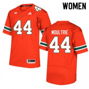 Women Antonio Moultrie Orange University of Miami College Football #44 Jersey 198610-132