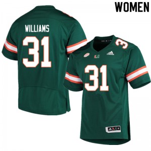 Women Avantae Williams Green Miami College Football #31 Jersey 461206-667