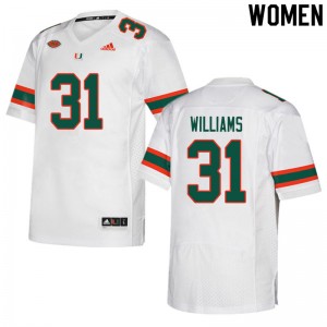Women Avantae Williams White Miami College Football #31 Jersey 597897-826
