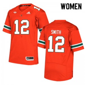 Women Brashard Smith Orange Miami Hurricanes College Football #12 Jersey 267826-752
