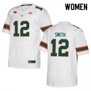 Women Brashard Smith White Hurricanes College Football #12 Jersey 108939-140