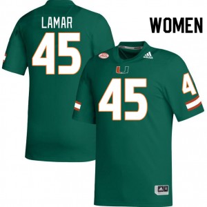 Women Braylon Lamar Green Miami Hurricanes College Football #45 Jersey 834256-735