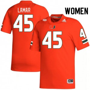 Women Braylon Lamar Orange Miami College Football #45 Jersey 709700-348