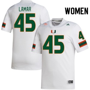 Women Braylon Lamar White Miami College Football #45 Jersey 463498-606