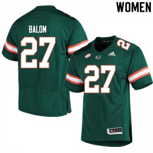 Women Brian Balom Green Miami Hurricanes College Football #27 Jersey 725884-666