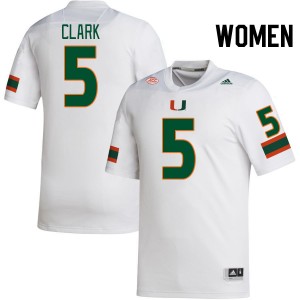 Women C.J. Clark White Miami Hurricanes College Football #5 Jersey 738058-795