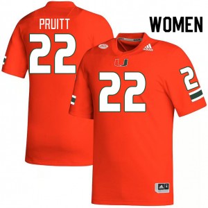 Women Cam Pruitt Orange Hurricanes College Football #22 Jersey 419501-809