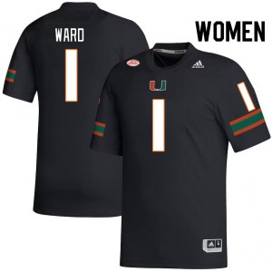 Women Cam Ward Black University of Miami College Football #1 Jersey 886712-328