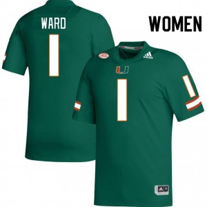 Women Cam Ward Green Hurricanes College Football #1 Jersey 845328-173
