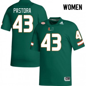 Women Chris Pastora Green Hurricanes College Football #43 Jersey 209734-280