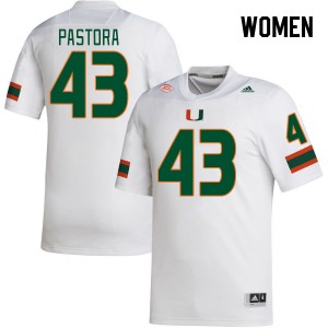 Women Chris Pastora White Hurricanes College Football #43 Jersey 654981-688