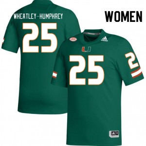 Women Chris Wheatley-Humphrey Green Hurricanes College Football #25 Jersey 337779-180