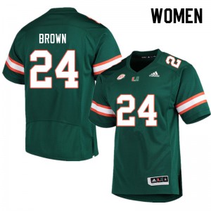 Women Cody Brown Green University of Miami College Football #24 Jersey 994178-292