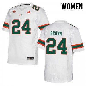Women Cody Brown White University of Miami College Football #24 Jersey 577279-389