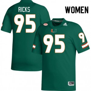 Women Cooper Ricks Green Miami Hurricanes College Football #95 Jersey 711814-900
