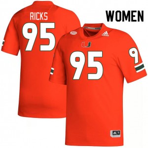 Women Cooper Ricks Orange Miami College Football #95 Jersey 209649-432