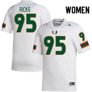 Women Cooper Ricks White Miami College Football #95 Jersey 188757-283